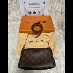 Authentic Louis Vuitton Pallas Clutch Black Monogr